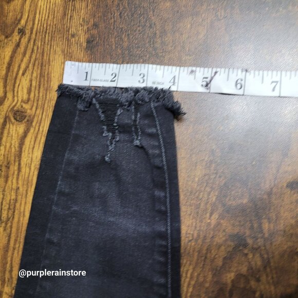 Judy Blue Jeans 28 Skinny Mid Rise Raw Hem Black Wash Stretch Denim JB88268 - Picture 11 of 13